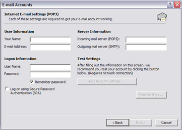 Enter your settings
